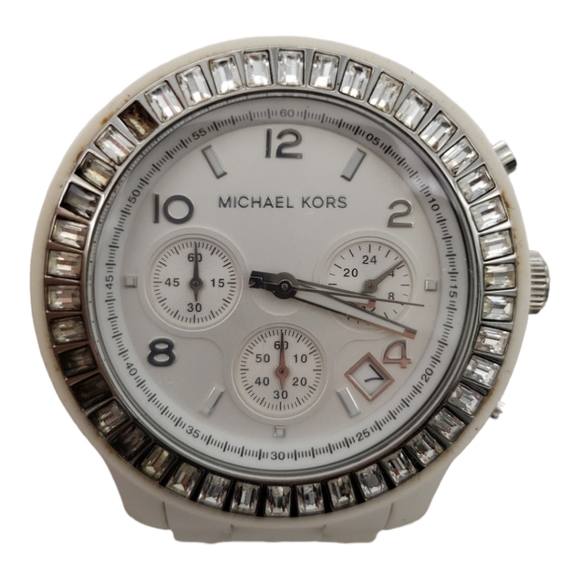 Michael Kors Crystal Baguette Watch-White Rubber Band *Flawed* - Picture 11 of 12